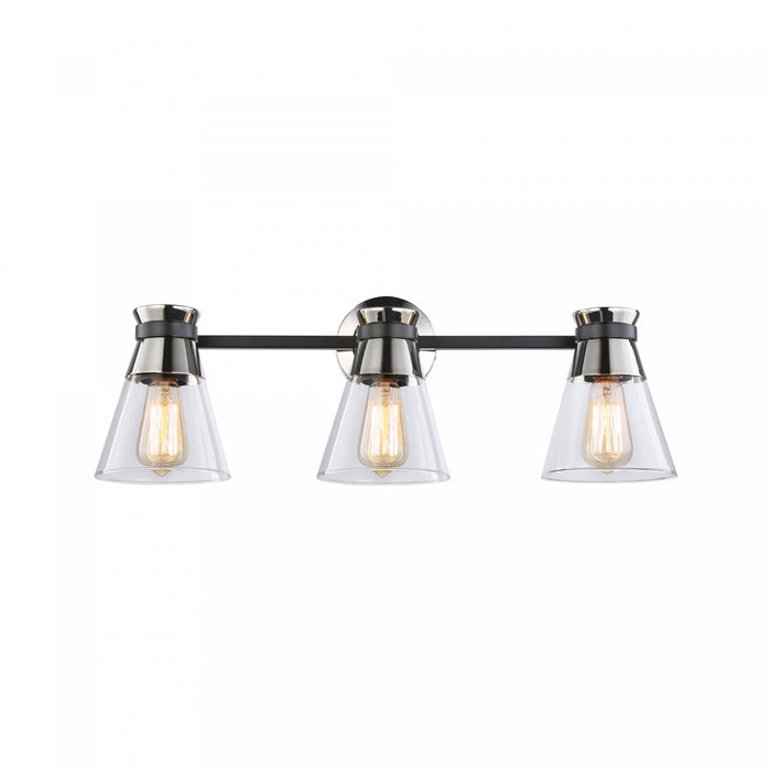 Kanata Black & Brushed Nickel 3-Light Bathroom Vanity Light