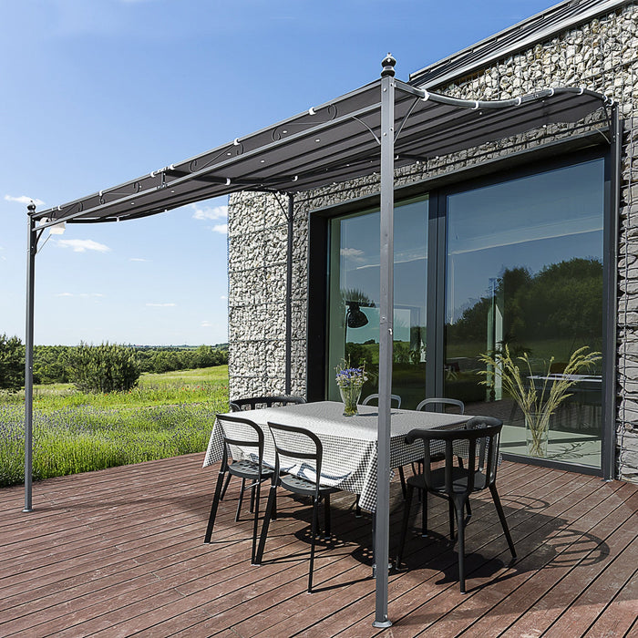 Outsunny 10'x10' Outdoor Portable Sun Shelter Door Porch Cover Steel Gazebo Canopy Grey