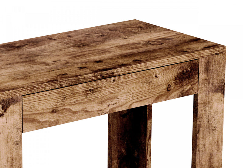 24” Classic Narrow Accent Table With Hidden Storage and Lower Shelf - Brown Reclaimed Wood 