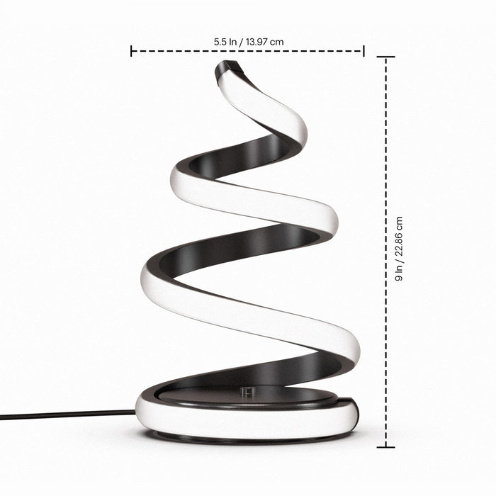 16\" Matte Black Spiral LED Table Lamp 