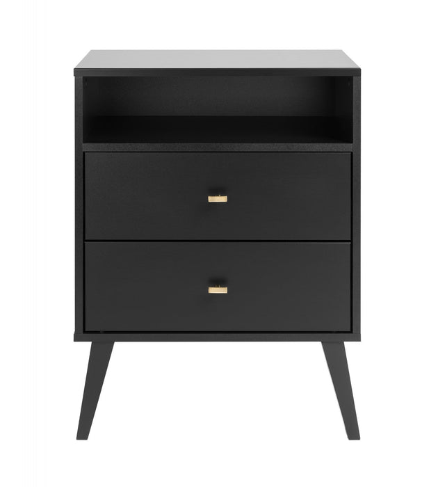 Milo 2-Drawer Tall Nightstand - Black