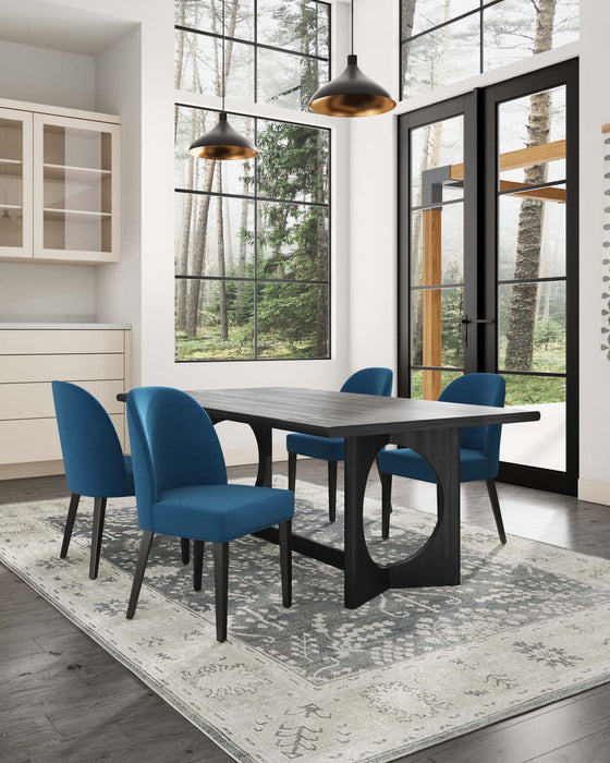 Hillman Modern Wood Upholstered Dining Chair in Blue - Set of 4 