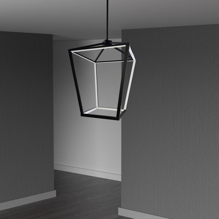 Dainolite Cage LED Pendant 46w Matte Black Finish White Diffuser Lamp