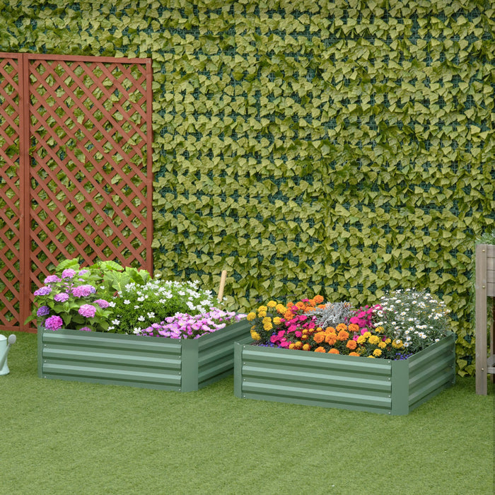 Outsunny 39\" X 39\" X 12\" Set Of 2 Raised Garden Bed, Elevated Planter Box With Galvanized Steel Fram