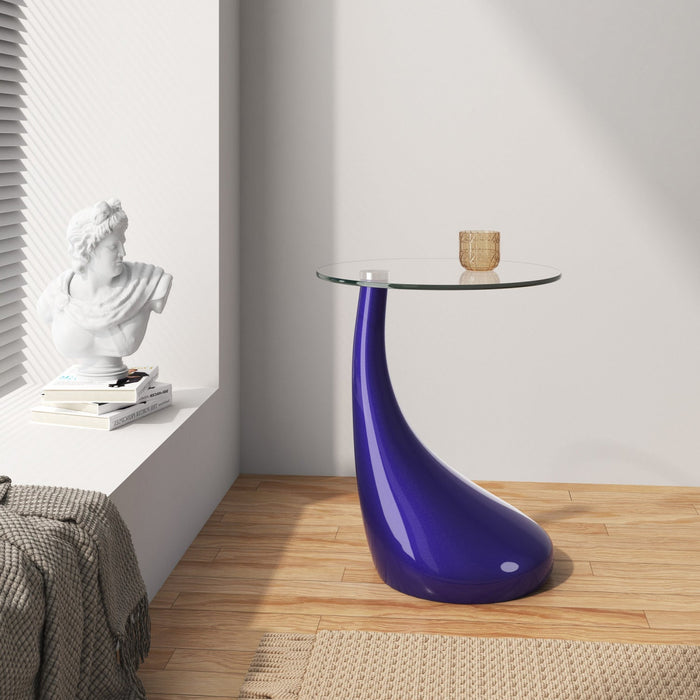 Lava Modern Glass Top End Table in Purple 