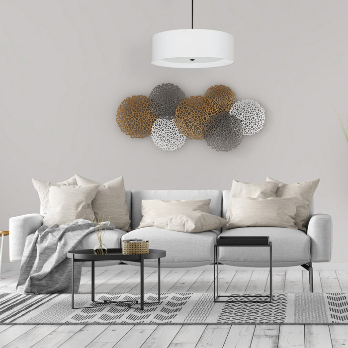 Dainolite Helena 4 Light Pendant 30\" Dia Matte Black Finish White Shade White Diffuser Lamp