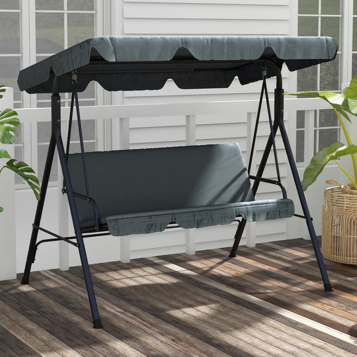 Outsunny 3-seat Patio Swing Chair With Adjustable Canopy Grey