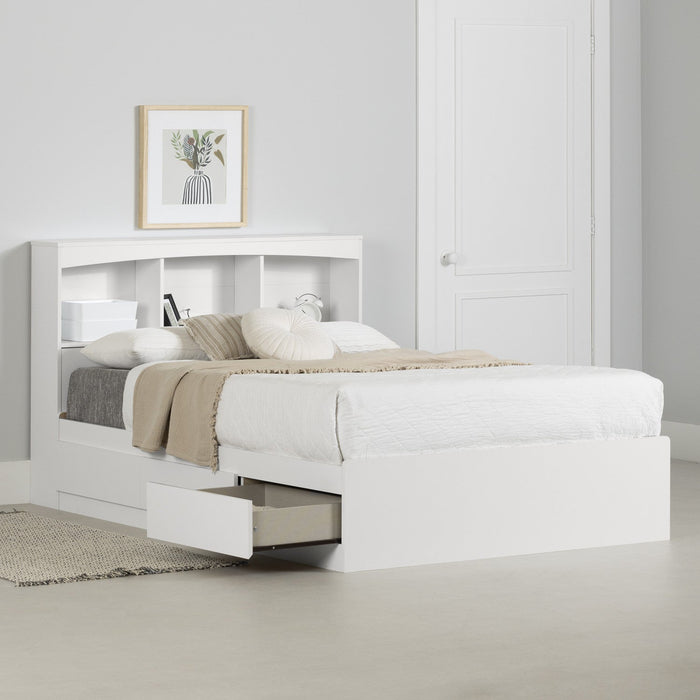 Step One Mates Bed And Bookcase Headboard Set - Pure White 