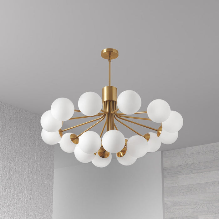 Dainolite Amanda 9 Light Chandelier Aged Brass White Opal Glass Lamp