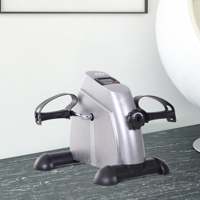 Soozier Portable Mini Pedal Exercise Bike Indoor Cycle Fitness Arm Leg W/ Lcd Display, Silver