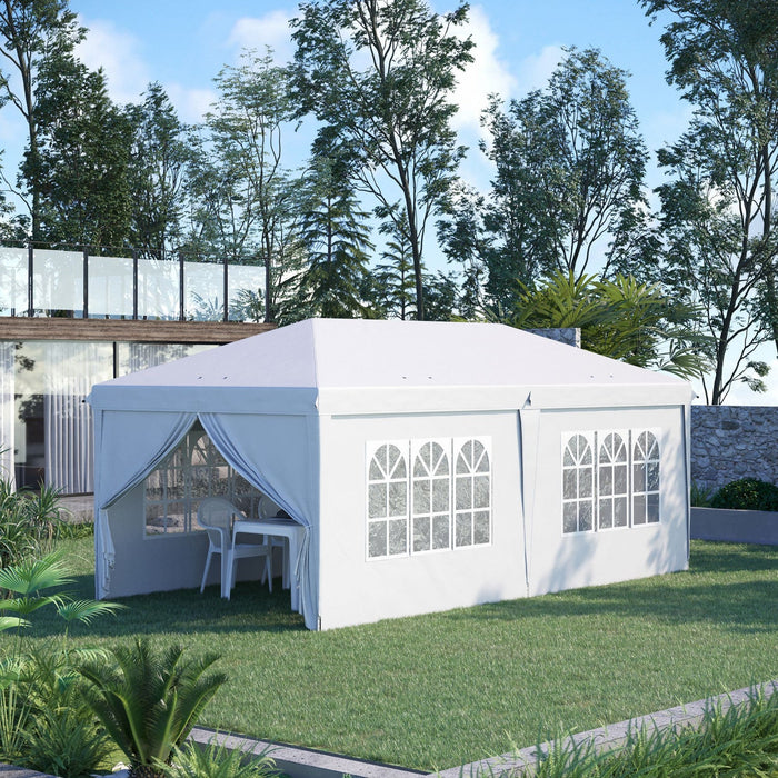 Outsunny 10' X 20' Pop Up Canopy With 6 Walls, Outdoor Easy Up Canopy Party Tent With Steel Frame, D