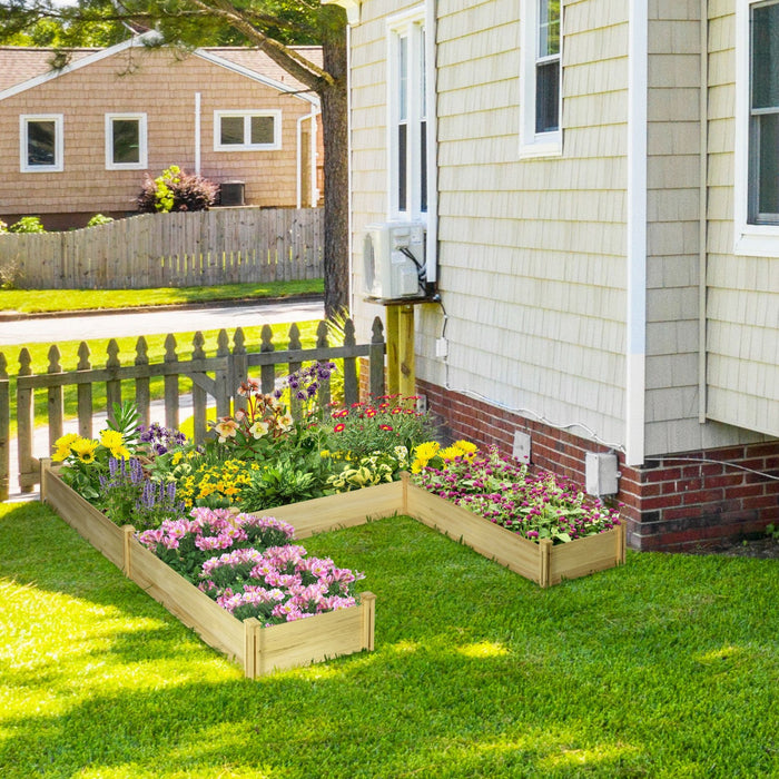 Outsunny Diy Five-box Raised Garden Bed, Wooden Planters For Outdoor Plants, Vegetables, Flowers, He