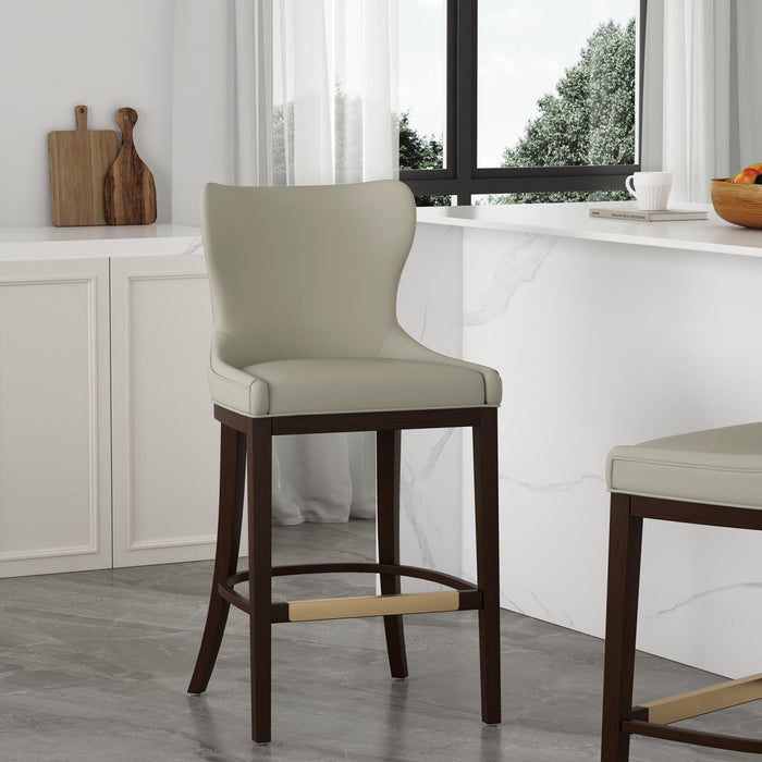 Blair Modern Wood Upholstered Barstool in Stone 