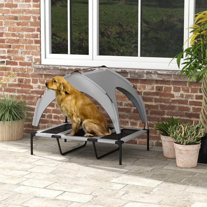 Pawhut Elevated Dog Bed With Canopy, Cooling Dog Cot Bed For Camping, Portable Raised Pet Cot With W