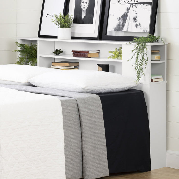 Vito Bookcase Headboard With Storage - Pure White 