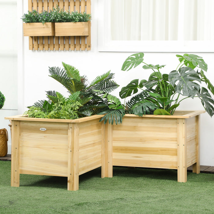 Outsunny Raised Garden Bed, Wooden Elevated Planter Box Outdoor With Legs, For Vegetables, Flowers, 