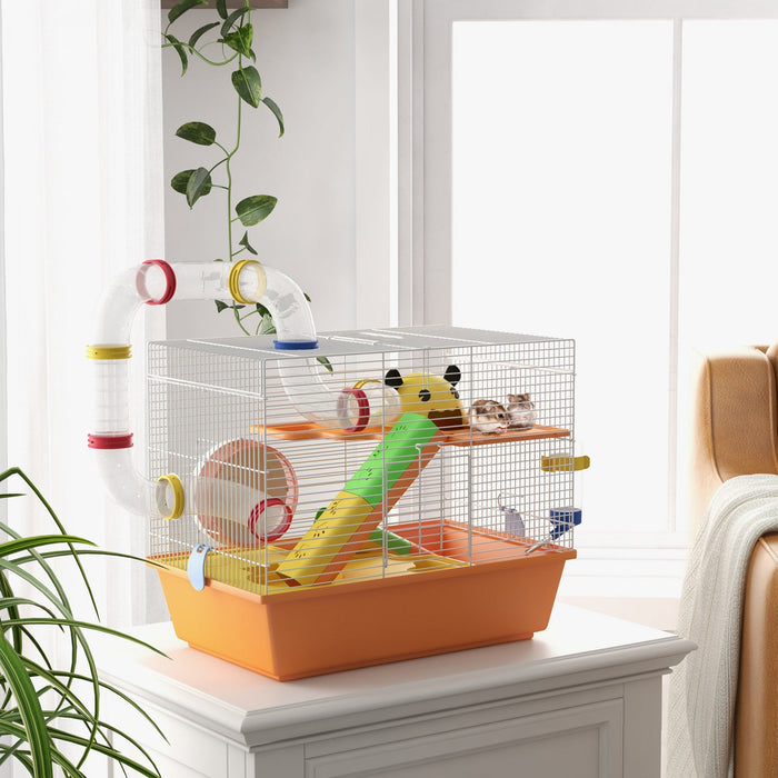 Pawhut Hamster Cage 3 Tiers Small Animal House For Dwarf Hamster Gerbil Cage With Complete Tunnels, 