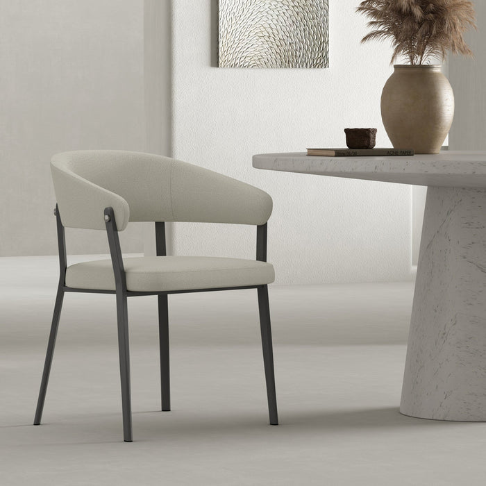 Belle Modern Metal Upholstered Dining Chair in Oatmeal 