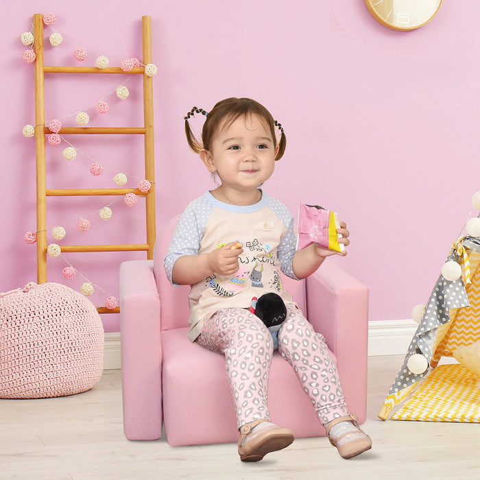 Qaba 2 In 1 Kids Sofa Set, Toddler Sofa With Table And Chair, Baby Sofa Chair Armchair For 3-9 Years