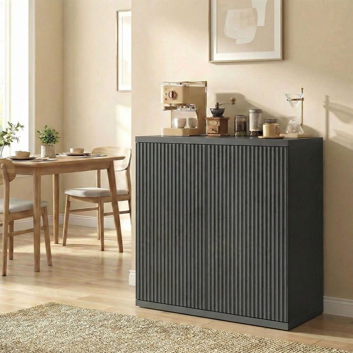 HOMCOM Sideboard Cabinet, Kitchen Cabinet with Soft-Close Door, Black Grey