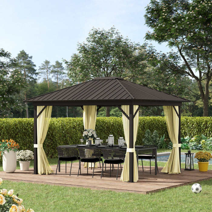 Outsunny 10' X 12' Hardtop Gazebo Canopy With Galvanized Steel Roof, Aluminum Frame, Permanent Pavil