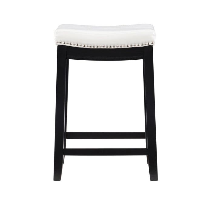 Claridge Faux Leather Backless Counter-Height Stool - Black and White