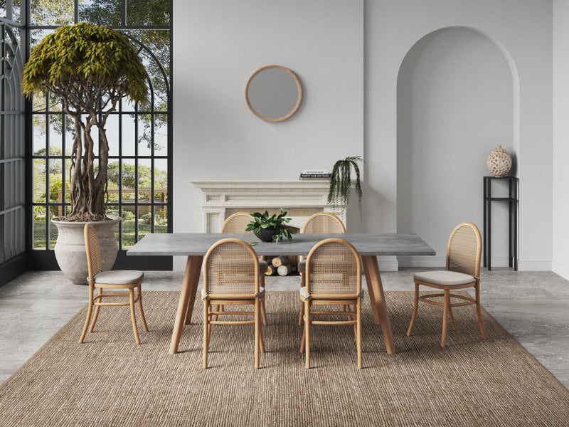 Paragon Industry Chic Cane Back Wood Upholstered Dining Chair in Oatmeal - Set of 4 