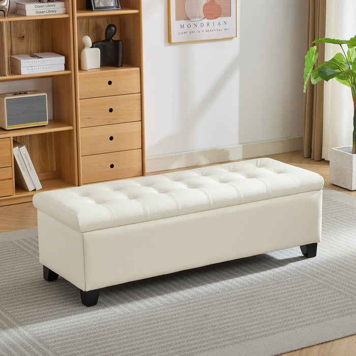 Sophia 48\" Storage Ottoman Bench with Legs End of Bed Bench,Beige  