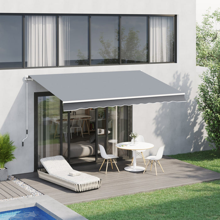 Outsunny Retractable Awning Manual Sun Shade Shelter Grey