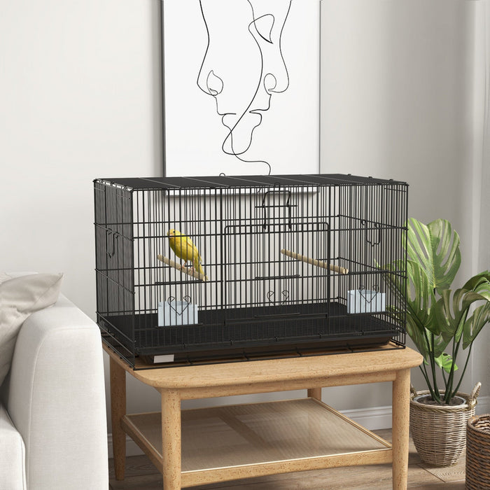 Pawhut 17.7\" Birdcage For Canaries, Lovebirds Finches, Budgie Cage With Removable Tray, Bottom Mesh 