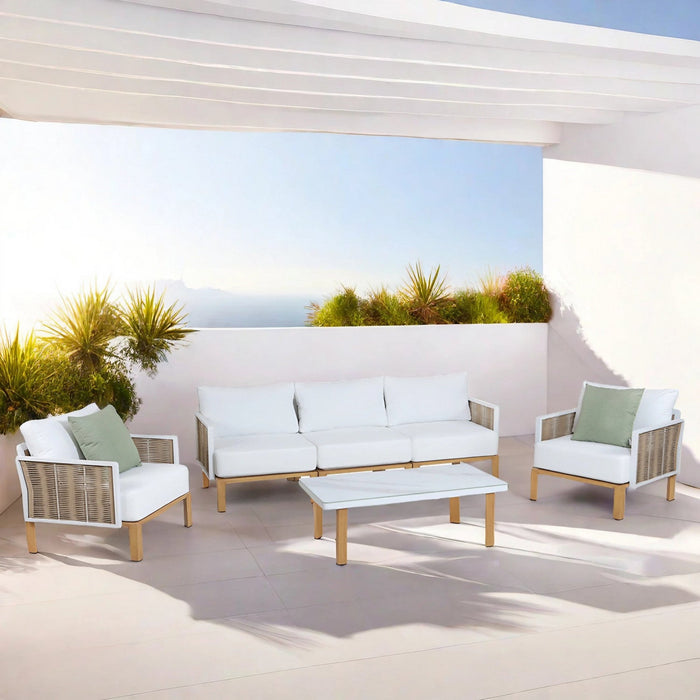 Vine Modern 4-Piece Conversation Set in White 