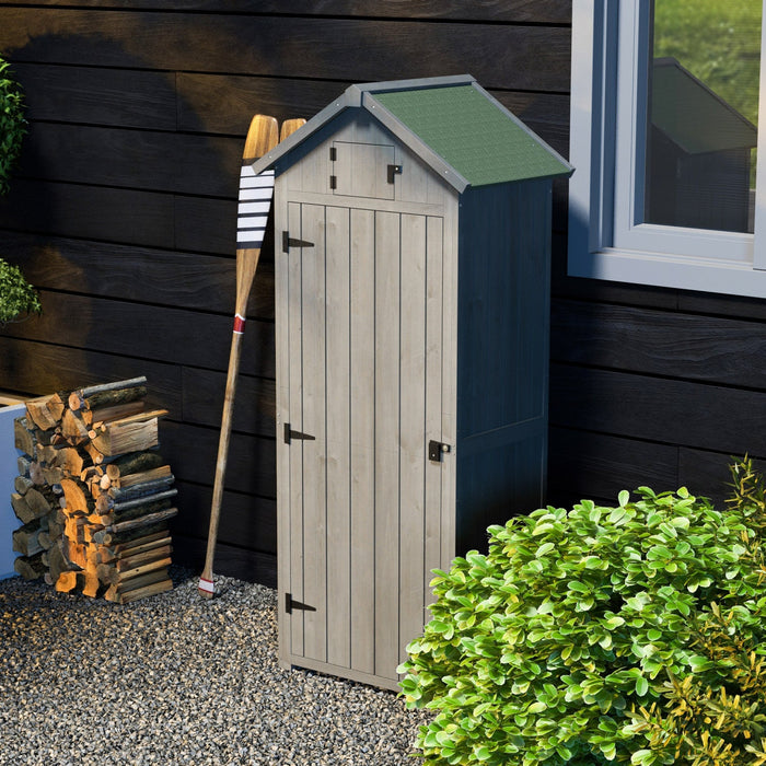 Outsunny 30\" X 21\" X 71\" Garden Storage Shed, Outdoor Storage Shed With 3 Tier Shelves, Workshop Yar