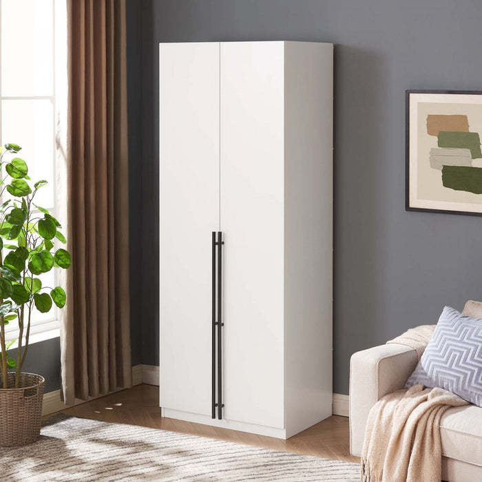 Lee Modern 32\" Wardrobe Closet in White Armoire 