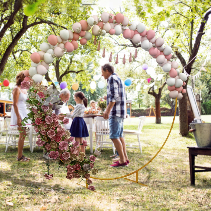 Outsunny 6.6ft Gold Wedding Arch Round Backdrop Stand For Birthday Party