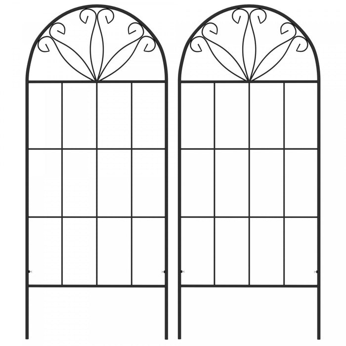 Outsunny Metal Garden Trellis Pack Of 2 For Climbing Plants, Black