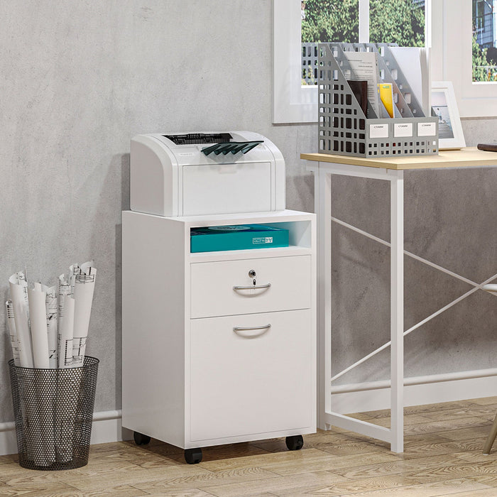 Homcom Mobile Filing Cabinet With Lockable Drawer