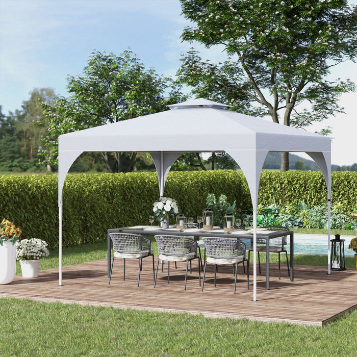 Outsunny 10'x10' Pop Up Canopy With 2 Tier Vented Roof Carrying Bag White