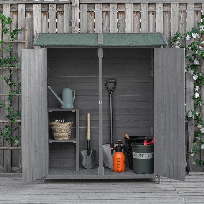 Outsunny 54.75''x29.5''x63'' Garden Storage Shed Asphalt Roof Wooden Timber Double Door Utility Stor