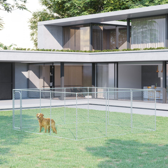 Pawhut 228 Sq. Ft. Dog Playpen Outdoor, Walk-in Dog Run Kennel Puppy Exercise Pen With Galvanized St