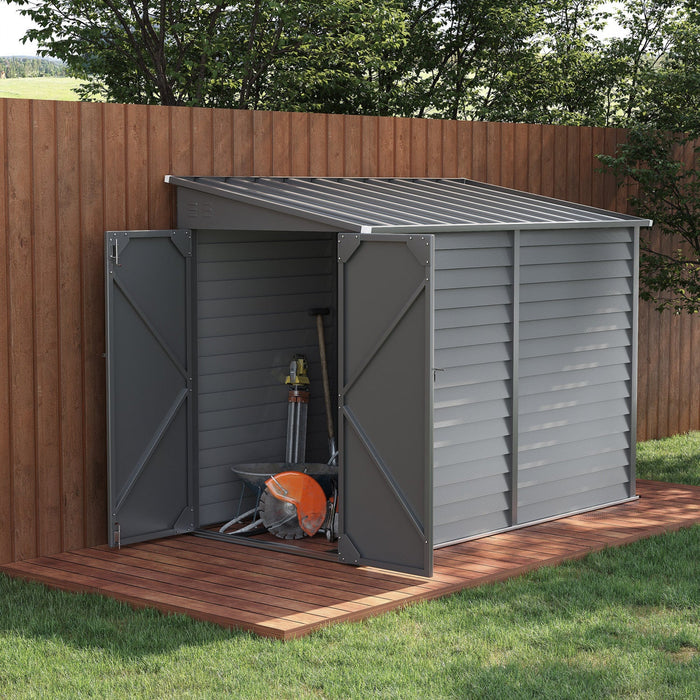 Outsunny 4.6' X 9' Metal Outdoor Storage Shed With Lockable Doors Grey