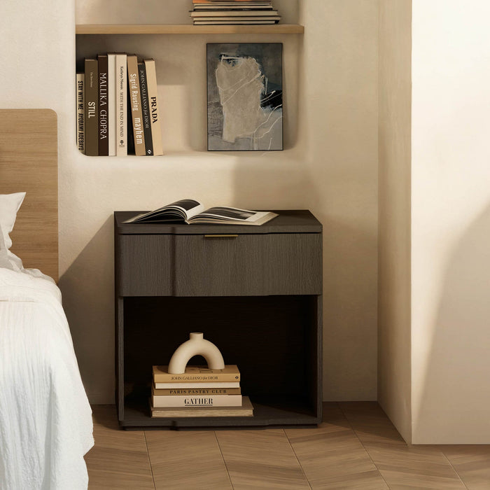 Clive Mid-Century Modern 22\" Nightstand in Walnut (1-Drawer) 