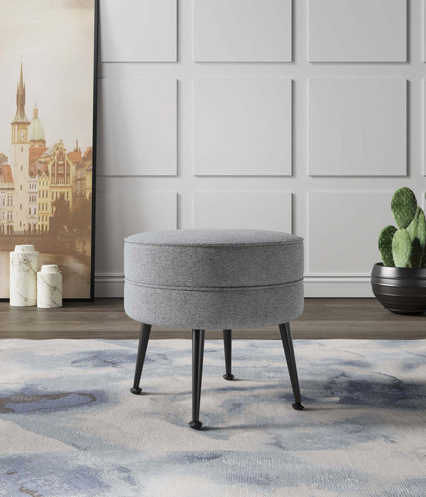 Bailey Mid-Century Modern Upholstered Accent Ottoman in Gray 