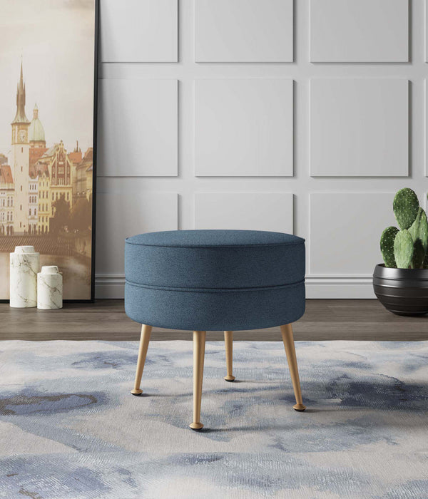 Bailey Mid-Century Modern Upholstered Accent Ottoman in Blue 