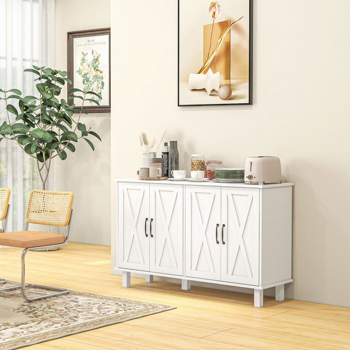 HOMCOM Coffee Bar Cabinet, Buffet Sideboard w/ Barn Doors, Adjustable Shelf