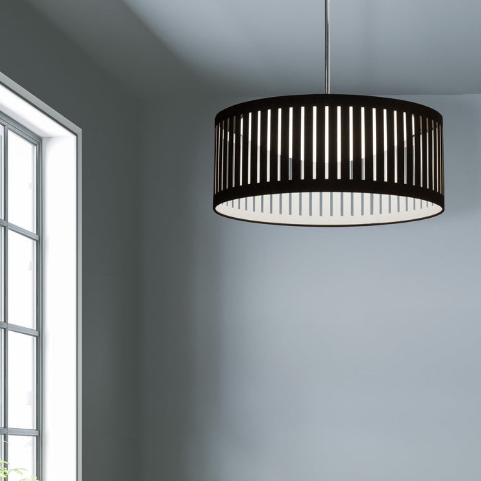 Dainolite Slit Drum LED Pendant 22w Polished Chrome Black/White Shade Lamp