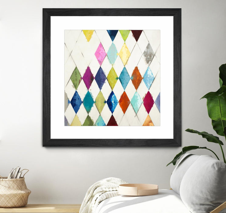 \"Diamonds\" Matted and Framed Black 30x30 Wall Art