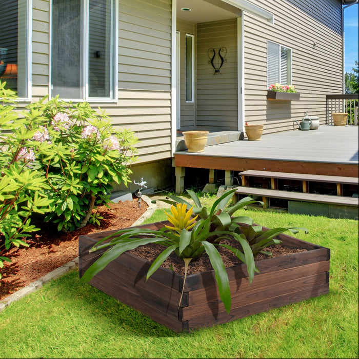 Outsunny Garden Raised Bed Wooden Planter Box Outdoor Grow Containers For Outdoor Patio Plant Flower