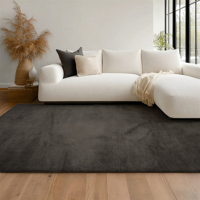 Argo Plush & Shags Charcoal Washable Rug 6'7\" x 9'0\" Indoor Area Rug 