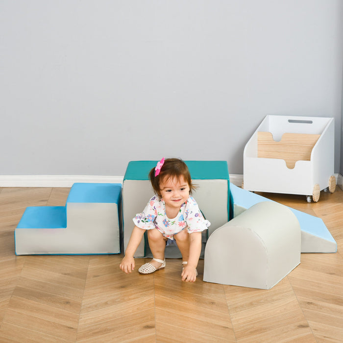Qaba Foam Play Set For Toddlers And Children, Easy-to-clean 4 Piece Soft & Safe Kids Climbing Set Fo