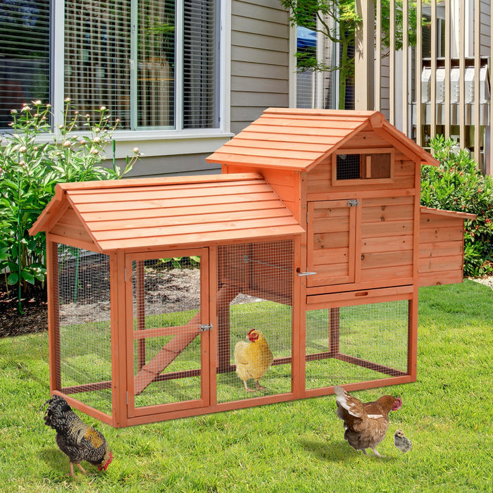 Pawhut 82\" Deluxe Wooden Chicken Coop Poultry Habitats Large Rabbit Hutch Hen House Outdoor Cage Wit